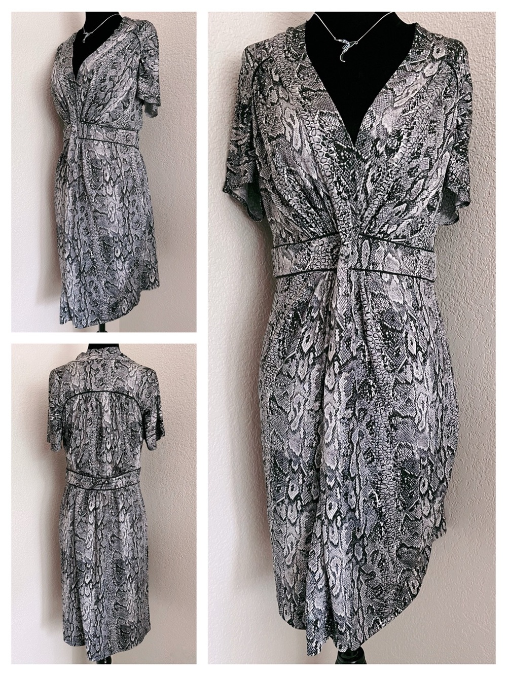BCBGMaxAzria Snake Print Dress With Front Twist